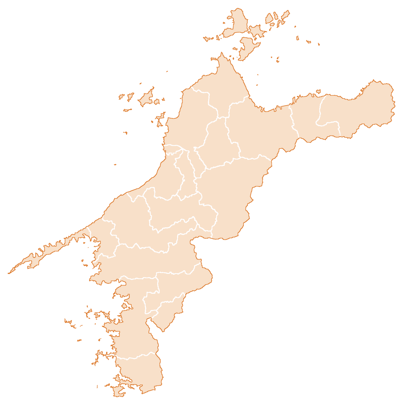愛媛県の選挙区の地図